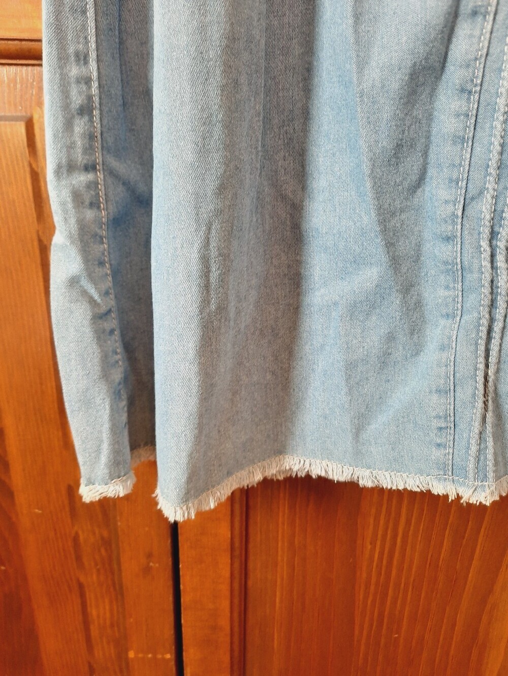 Handmade Denim Chambray Elastic Waist Boho Western Jean Maxi Skirt Size Medium - Picture 7 of 11